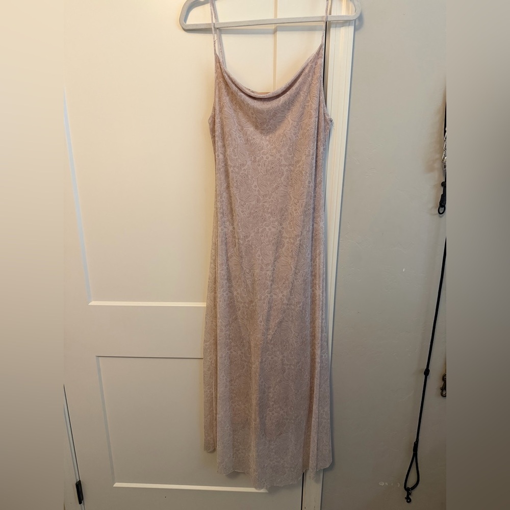 See You Monday Dusty Pink Lace-Effect Midi Slip Dress